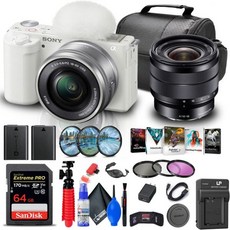 Sony 미러리스 카메라 필터 디지털 16 50mm 렌즈가 장착된 소니 ZV E10 카메라화이트 E 10 18mm 렌즈 64GB 카드 키트 코렐 사진 소프트웨어 가방 NPF W