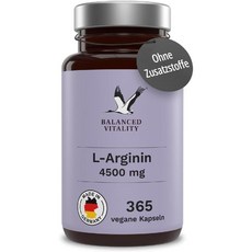 Balanced Vitality 아르기닌 아르기닌알약 4500mg 비건 365정, 1개