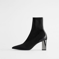 ZARA 자라 메탈 청키힐 스판 앵클 삭스 부츠
