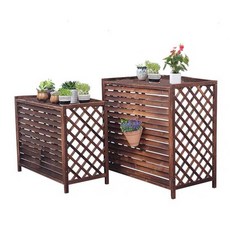 원목 실외기 커버 발코니 선반 야외 커버 가림막 차단, 작은내경길이85x폭32x높이70cm
