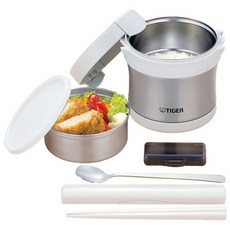 TIGER 虎牌 不鏽鋼保溫飯盒 Set, LXB-A100 XC, 500mL飯盒 380mL菜盒, 不鏽鋼色, 1組