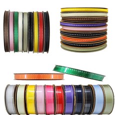 스티치골직리본 리본끈 대용량 -폭5mm/길이14.4m 14색, 카키