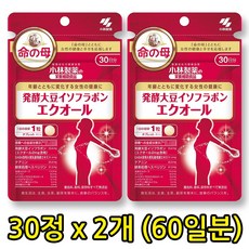 일본 이노치노하하 이소플라본 에쿠올 30정 (30일분) 갱년기 여성을 위한 대두 건강보조식품 코바야시 에퀴올 고바야시제약 여성호르몬 조절, 30정 x 2개