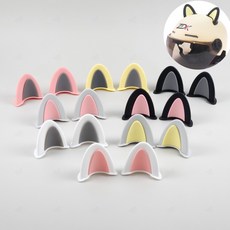 오토바이 헬멧꾸미기 토끼귀 장식 소품 리본 튜닝 악세사리 바이크 자전거 장식, 분홍회색