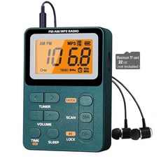 휴대용 라디오 AM FM 충전식 포켓 라디오 최고의 리셉션 디지털 튜닝 MP3 스테레오 이어폰 대형 LCD 스크린 TF 카드 소켓 조깅/체육관/캠핑용 라디오용 트랜