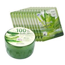 알로에베라 100% 수딩젤 대용량 300g+알로에마스크팩 10매 세트, 1세트