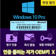 윈도우10 프로 / 홈 옵션선택필수 (볼륨라이센스X 리테일키 1pc영구인증)