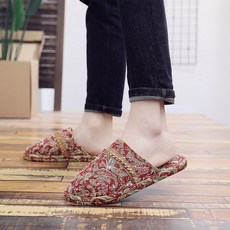 여자실내화 패브릭아트 천바닥 패브릭슬리퍼 실내 남녀 커플용품 바닥 타일 가을겨울 통용