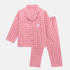 라인프렌즈 여아용 파자마세트 선염 체크 잠옷 어린이 초등학생옷 유아옷