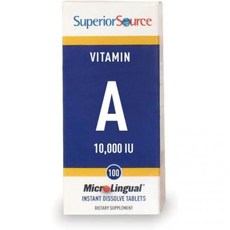 Superior Source 우수한 출처 비타민 A 10 000 IU 혀 아래에서 마이크로 설정을 빠르게 용해하고 100 Ct 건강한 시력 및 면역 체계 생식 성장 비유전자, 1개