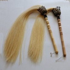 우당 태극권 털 고급 진짜 말꼬리 나무 손잡이 도교 말 꼬리, Peachwood 70cm tail, 1개
