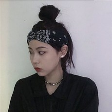 others BIY 헤 어 밴드 남녀 인 스타 그램 레 드 캐슈 넛 헤어밴드 운동 두건 땀 흡입 핀 머리띠 하나 트 렌 디 한 블랙