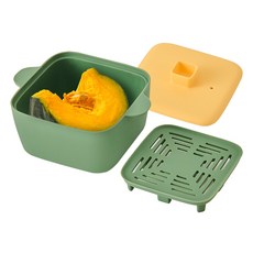 르메이드 한끼완성 실리콘 전자레인지 멀티 찜기 650ml, 0 본품 + 망 + 뚜껑, 10세트, 0 녹색