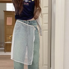 [ 하의 포인트 ] 발레코어 레이스 끈 힙커버 여성 랩 스커트(2color) // 사계절 레이어드 시스루 (HI~148)