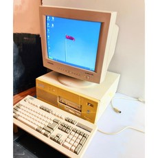 90년대 컴퓨터 윈도우98 옛날 레트로 PC 중고 장식용, 17인치 일반 사용 화이트 외관