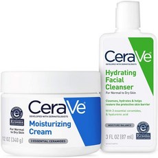 일본직발송 6. CERAVE 모이스처 라이징 크림 및 하이드레이팅 페이스 워시 트라이얼 콤보 B08FS88HYW, One Size, One Color, 1개