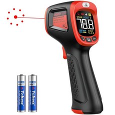 적외선 온도계 건 58°F 932°F 조리용 디지털 레이저 피자 오븐 그릴 엔진 방사율 조절 가능 IR 템프 및 최대민 측정, Red, 1개