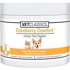 Vet Classics 고양이 파우더 반려견 고양이를 위한 수의사 클래식 크랜베리 컴포트 요로 반려동물 보조제 방광 건강 유지 조절 요실금을 3.5 Q1706011, 100 gm, 100g, 1개