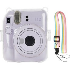 Fhomiz Clear PVC 보호 케이스 후지필름 인스탁스 미니 12 카메라 탈부착 어깨끈 포함 카메라를 위한 스타일리시한 투명, Transparent