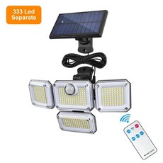 LED태양열 태양광 가로등 쏠라등 333 Led 야외 태양 광 모션 센서 강력한 램프 스포트라이트 햇빛 에너지 방수 외부 정원 벽 장식, [01] 333 Led Separate, 1개