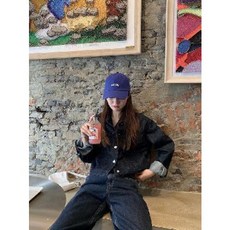 흑청데님자켓 블루팝스 가을 배기핏 네이비 데님 아우터 여 빈티지 슬림 자켓 상의