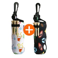1+1 3구 골프공 파우치 골프볼 주머니 케이스 골프티 포함, 블랙+블랙, 2개