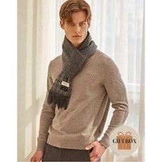 닥스 남성 20FW [Cashmere blended] 그레이 프린지장식 울캐시미어혼방 머플러 DMMU0D313G2