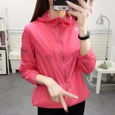 등산용GPS 여름시즌 야외운동 바람막이옷 여성유행스타일 등산 라이딩 모래사장 자외선차단 빅사이즈 탄력 운동 자켓, T02-L, C02-워터멜론레드