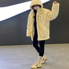 포인트 스타일 스투시 이중 루즈핏 양털집업