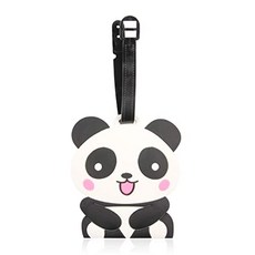 귀여운 동물 여행 가방 수하물 이름표 ID 태그 가방 식별 태그 홀더 alpaca camel panda unicorn (panda-smile (Panda - Smiling)