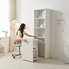 비앙스 듀얼 폴딩 H형 책상 책장 세트 570 [착불], 화이트, 색상:화이트