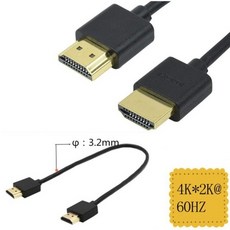 해외 OD 3.0mm 슈퍼 소프트 HD-2.0 남성 마이크로 미니 HDMI 호환 슬림 짧은 케이블 2k 4k Hd 60hz 경량, HDMI-HDMI_0.3m, HDMI-HDMI_0.3m, 상세 설명 참조2