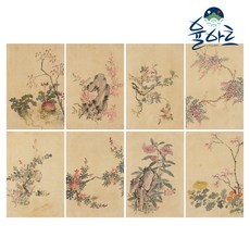 병풍사군자도안