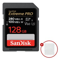 샌디스크 익스트림 프로 SD메모리카드 SDXEP Extreme PRO UHS-II + SD카드 케이스, 1개, 128GB