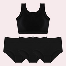 노와이어 브라팬티세트 브라1 팬티3 밤부모달 패드일체형 여성 청소년 브래지어 브라탑