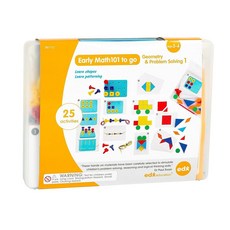 Edxeducation Early Math101 To Go - 만 3-4세 - 기하학 및 문제 해결 - 아동용 가정 학습 키트 - 25개 이상의 가이드 활동이 포함된 홈스쿨 수학