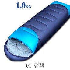 뉴타임즈11 침낭 성인 야영 겨울철 두툼한 1인 2인 여행 벽지 실내보온면 어른 휴대용 QH12 A8, 1개, 01 청색1.0KG