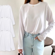 티데일리 남여공용 30수 긴팔 라운드넥 티셔츠 3p 긴소매