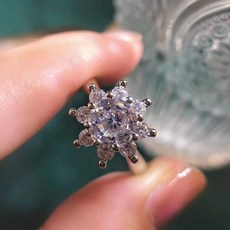 【아침 햇살】Mosan 다이아몬드 반지 여성 한국어 스타일 여성 여섯 발톱 시뮬레이션 다이아몬드 반지 커플 반지 오픈 결혼 반지 간단한 반지