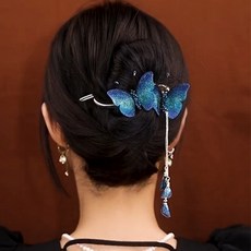 [14900원]화사하고 여리여리한 한쌍의 나비와 태슬포인트 트위스트 헤어비녀핀 올림머리 반머리 여신머리핀 혼주머리장식 한복머리장식 추석선뮬 당고머리 연에인핀