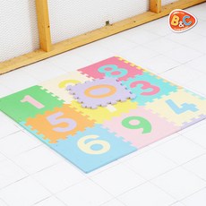 숫자 퍼즐매트 놀이방매트 층간소음방지 32x32x1.2cm 10장 1세트, 파스텔톤, 10개