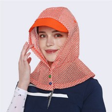 체크후드망토햇빛가리개후드형망토