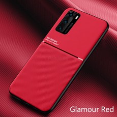 화웨이 메이트 30 20 프로 10 P40 P30 P20 라이트 P10 플러스 자동차 마그네틱 커버에 대한 고급 가죽 케이스 화웨이 노바 5 5T 6 7 프로 케이스, Nova 6 SE|Red