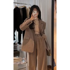 HANLIN 정장세트 정장자켓 + 여성바지 트렌치 코트 바람막이 점퍼 여성자켓 정장바지 16DE4F34G