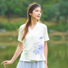 DIPYLON 여성 차이나 개량한복 한복 면 마녀복 현대 중국풍 당장 복고풍 반단추 중식 개량판 불