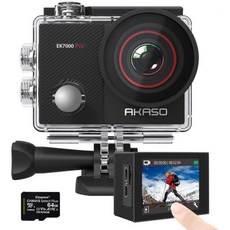 아카소 EK7000 Pro 4K 액션 카메라 + Kingston 64GB microSDXC 캔버스 메모리 카드(번들), With 64GB microSD Card