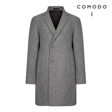 COMODO 코모도 그레이 울혼방 세미오버 패딩코트