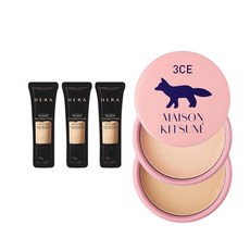 3CE x 메종키츠네 프라이머셋팅파우더 + 헤라 블랙 파운데이션 20매 증정, 1개, 라이트 베이지 + 헤라 블랙파운데이션 21N1 20매