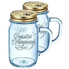 보르미올리 콰드로 드링크자 머그 블루, 4개, 450ml