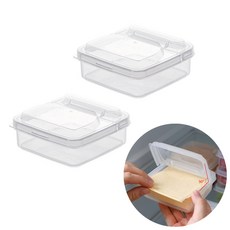 2개 치즈 보관함 버터 상자, 투명한, 1개